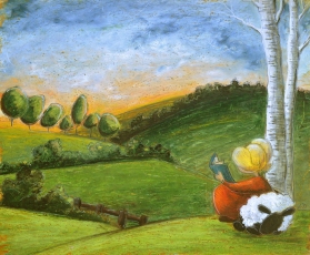 Reading by the tree - SOLD
